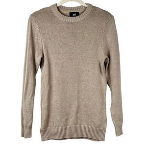 H&M Tan Beige Knit Crew Neck Tunic Sweater S